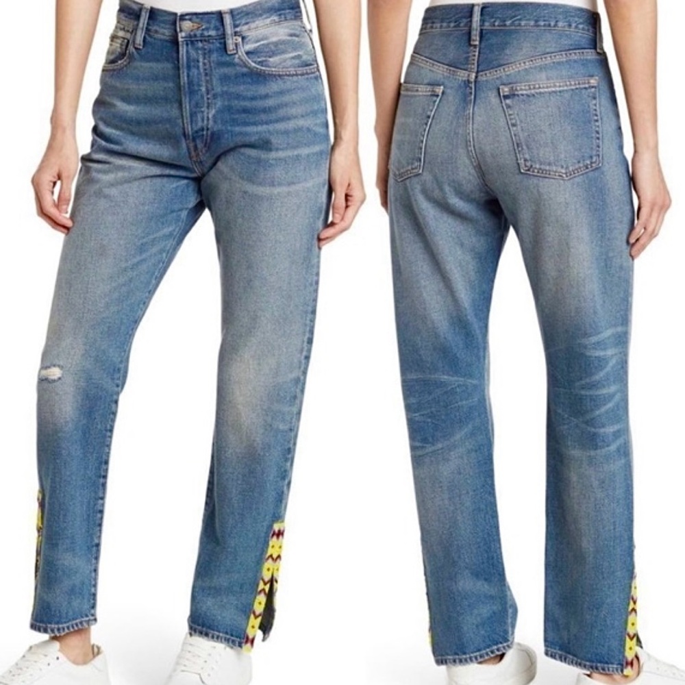 Polo Ralph Lauren The Callen High Rise Slim Western Beaded Denim Jeans